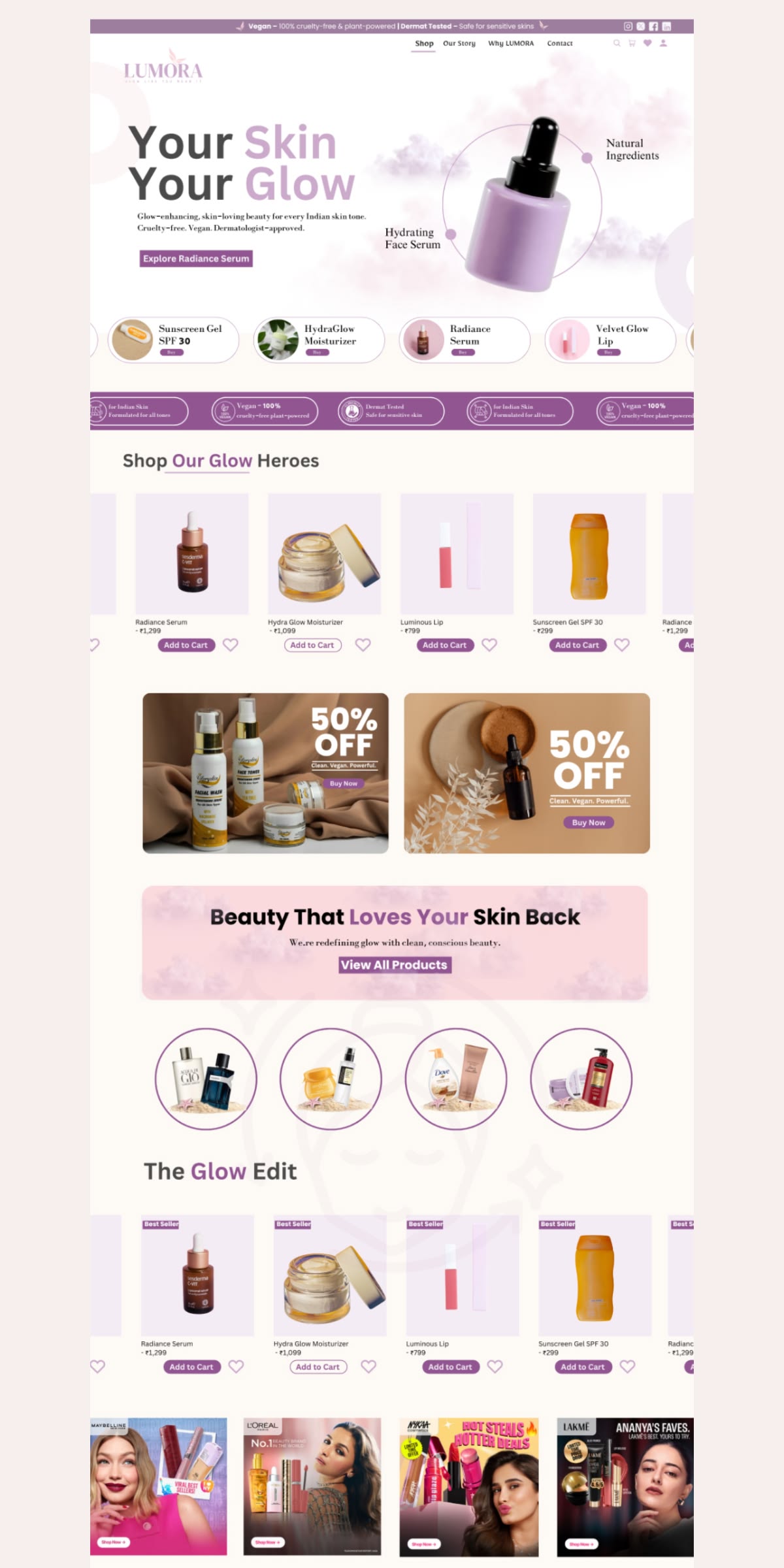 Lumora Skincare storefront